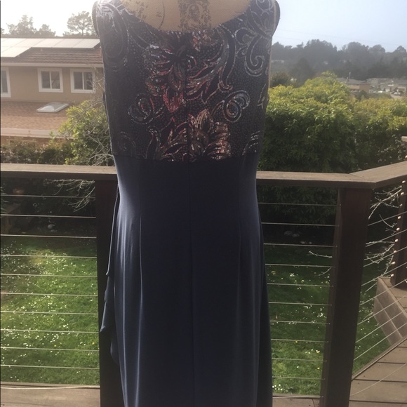 Blue/Gray sequins dress w\balero jacket - Picture 5 of 8